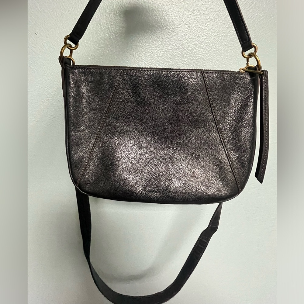 Fossil Black Leather Cross body Bag Purse - Picture 3 of 16
